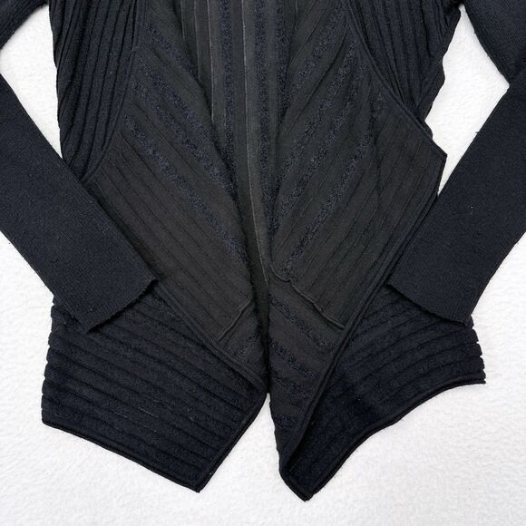 Eileen Fisher Cardigan Sweater Size Medium Black Wool Mohair Mature Open Front - Picture 4 of 8